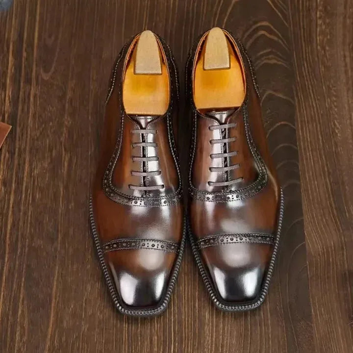Chaussures habillées en cuir Oxford pour homme – Marron Foncé